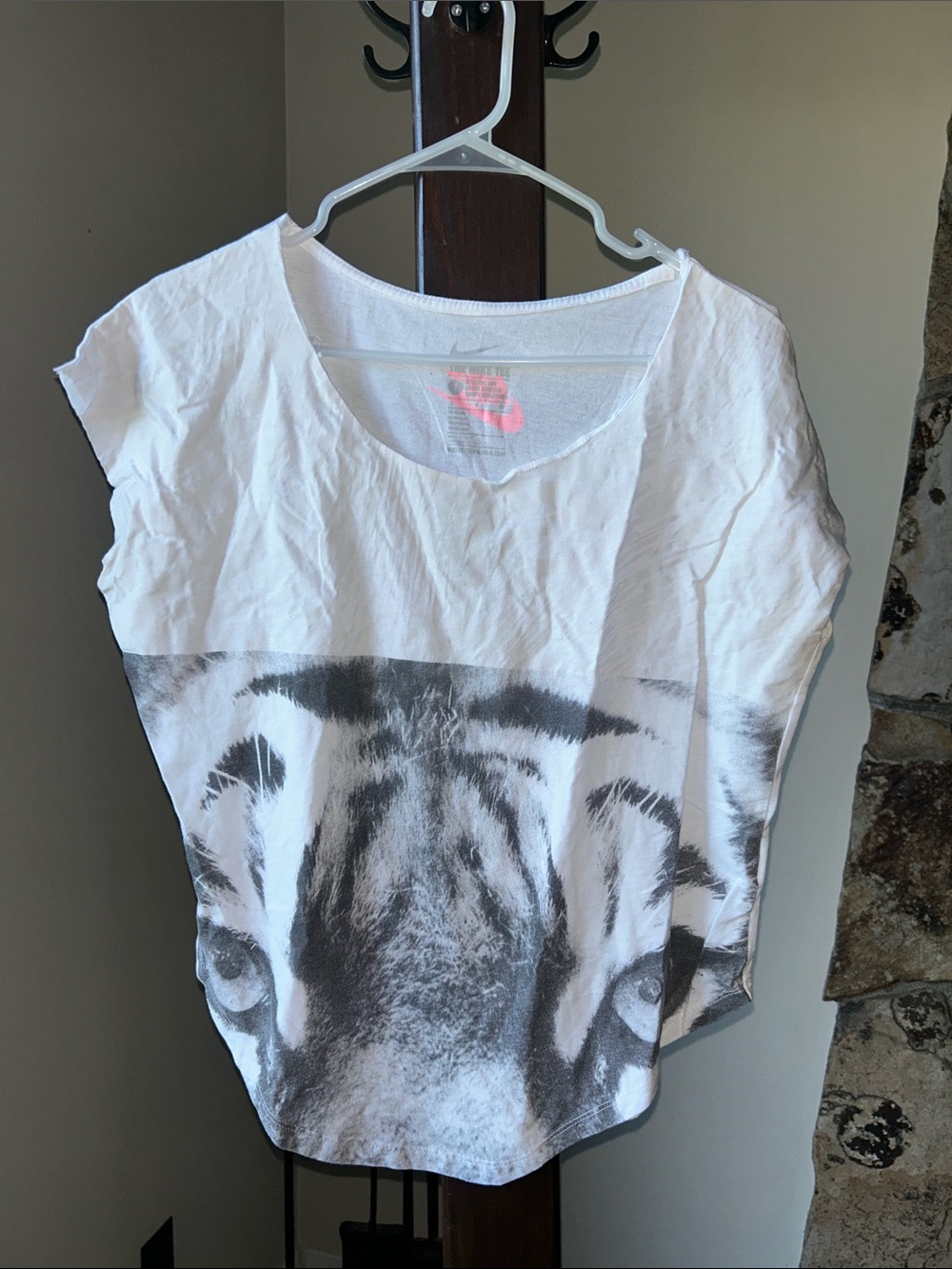Nike White Tee with Pink Swoosh